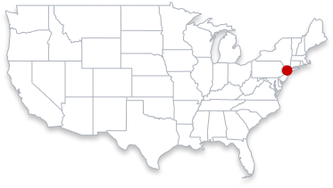 A U.S. map with the location of Newark, NJ highlighted with a dot.